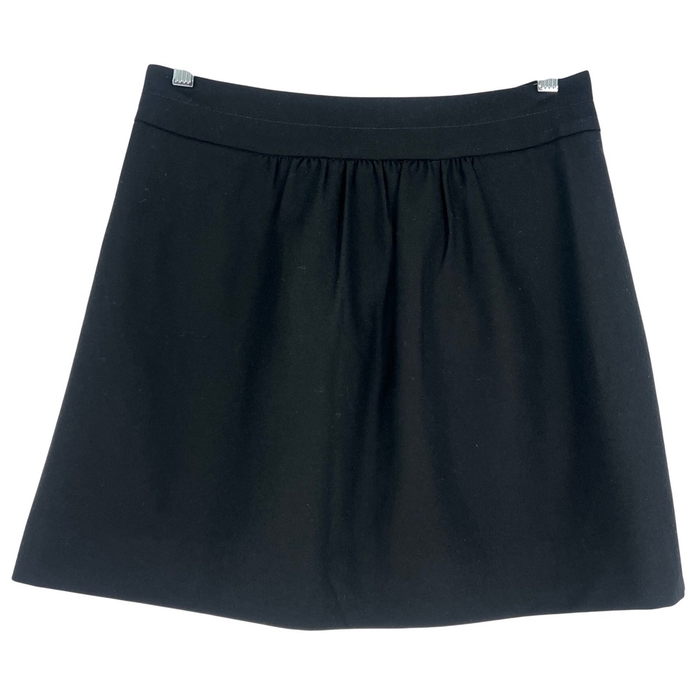 J.Crew Mini Skirt Womens 2 Black Wool Blend Pockets Side Zip Classic Career
